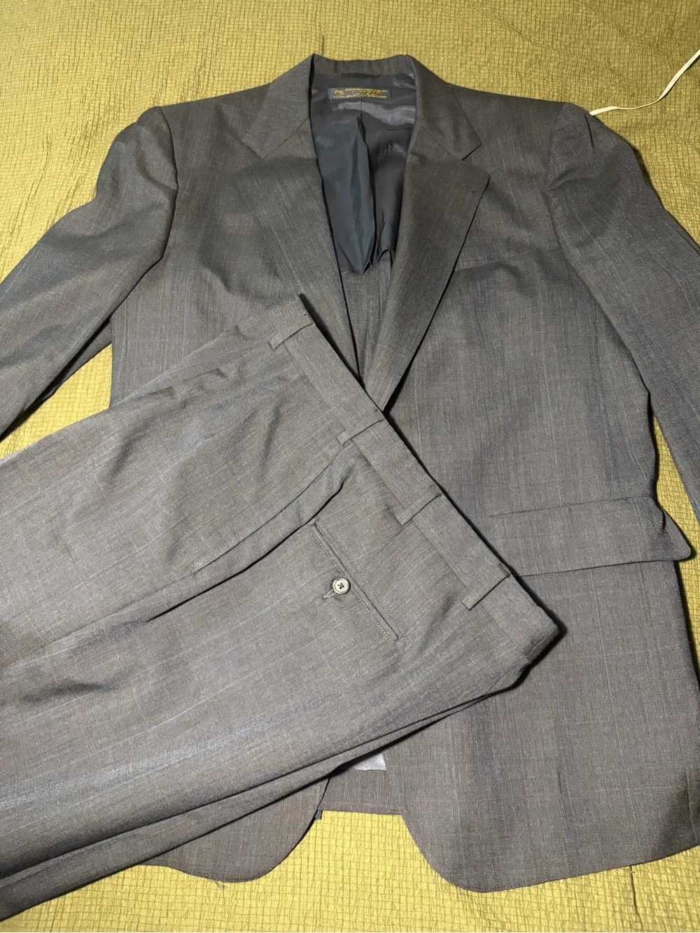 Brooks Brothers 2 Piece Suit Grey Blue Windowpane Half Lined MIUSA 42r 36x30